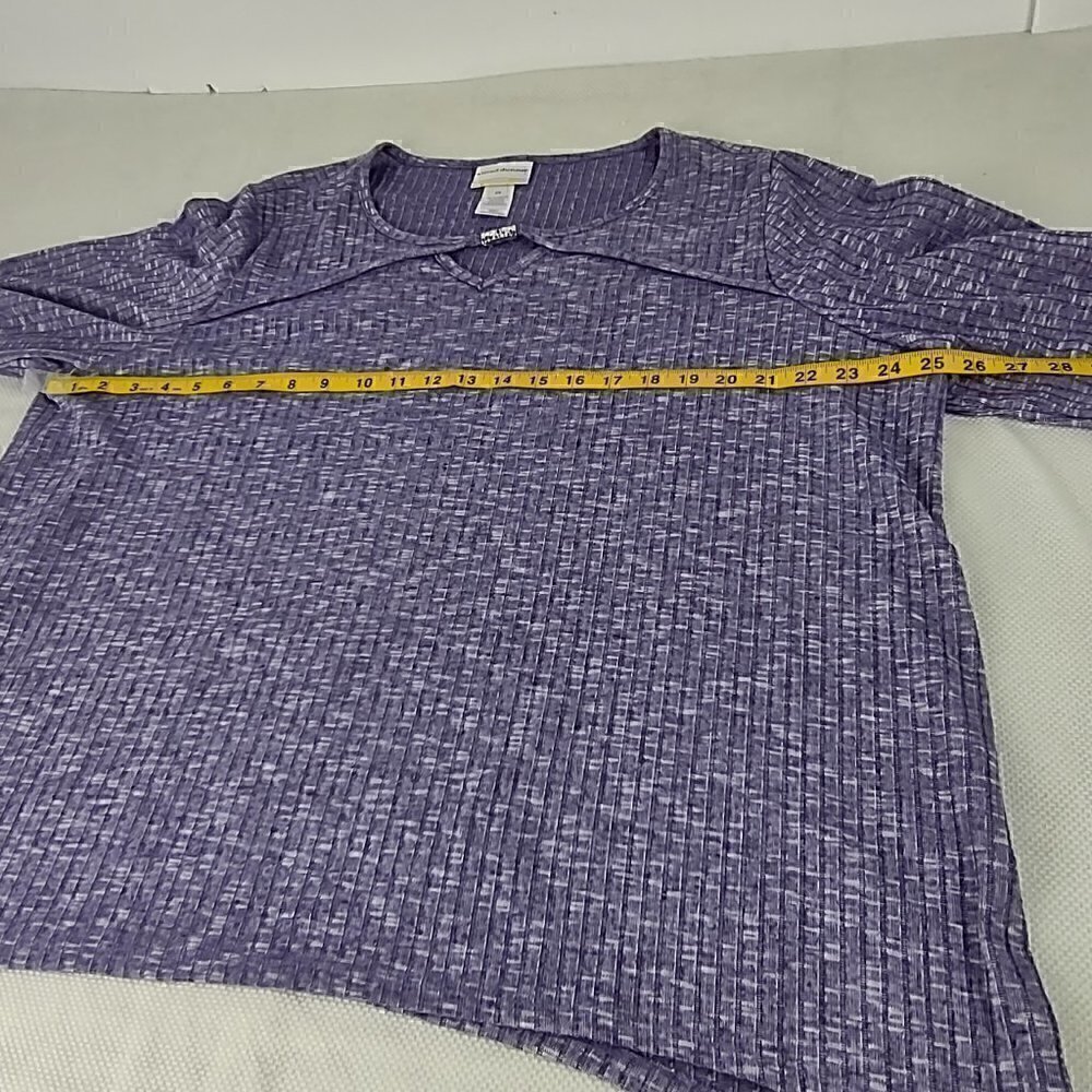 Alfred Dunner Women's Seagreen Plum Heather Knit Rib Keyhole Neck Top Size 2X - Picture 8 of 11